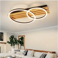 Nettlife LED Deckenleuchte Dimmbar Holz 3 Ringe 46W Modern Deckenlampe 70cm Wohnzimmer, LED fest integriert, 1/2/3/4 Ringe für Schlafzimmer Büro Küche