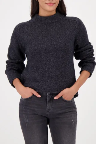 monari - Strickpullover mit Lurex anthra melange - Gr. - 38