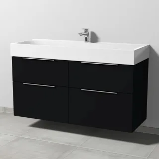 Sanipa 3way Waschtischunterbau zu Kaldewei Silenio Waschtisch mit 4 Auszügen, Schwarz-Matt UF45708