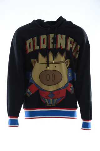 Dolce & Gabbana Men's Black Sweater Pig of the Year Hooded (Kapuzenpullover)