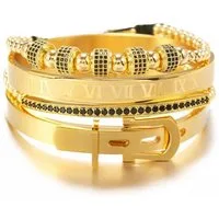 UNIQAL.de Edelstahlarmband Set Edelstahlarmband SET Herren "ROYAL IMPERIAL" vergoldet - 4-Armbänder (Edelstahl, Casual Style, handgefertigt)