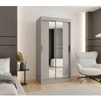 MOEBLO Schiebetürenschrank VELARO T1 (Kaschmir, Schwebetürenschrank mit Spiegel, viel Stauraum, verschiedene Breiten 100–250 cm, Schlafzimmer Schrank mit Schiebetüren & schwarzen Griffen, Schrank Garderobe Schiebtüren Schlafzimmer) (BxHxT):(BxHxT): 1