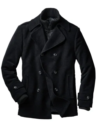 Mey & Edlich Herren New Pea Coat Schwarz Obermaterial: 95 % Baumwolle, 5 % Polyester
