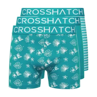 Crosshatch - "Hovland" Boxershorts für Herren (3er-Pack) (Tropisches Grün)