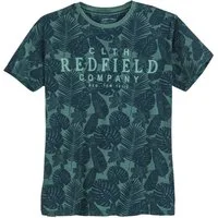 redfield Rundhalsshirt Redfield Übergrößen T-Shirt grün Alloverprint floral