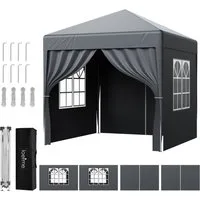 loefme Faltpavillon 2x2m/3x3m Wasserdicht Pavillon Pop Up Partyzelt, mit 4 Seitenteilen, Gartenpavillon mit 4 seitenteilen, höhenverstellbar,mit Tragetasche