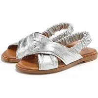 LASCANA Sandalette, Sommerschuh, offener Schuh, Pantolette Sandale aus Leder mit elastischen Riemchen