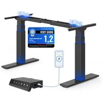 FLEXISPOT Schreibtisch ValtreX E200 Elektrisch höhenverstellbarer Schreibtisch mit Dualmotor (2 Motore, 3-Fach-Teleskop, 4 Speicherplätze, höhenverstellbar von 60–125 cm, Geschwindigkeit 40 mm/s), Kollisionschutz Funktion, USB Ladeanschluss, MAX Load