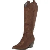 Salinyang Damen Cowboy Boots in Wildlederoptik mit Western Stickerei Cowboystiefel