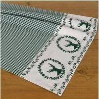 matches21 HOME & HOBBY Tischdecke Tischläufer RESI Hirsche kariert grün, 100 % Baumwolle, in 48x100 cm (1-tlg), Pflegeleicht waschbar bis 30° Grad