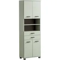 welltime Hochschrank Breite 60 cm, verstellbare Einlegeböden, Metallgriffe