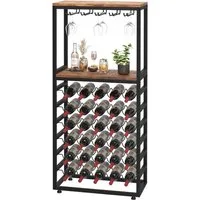 OUNUO Weinregal 6 Etagen Flaschenregal für 30 Flaschen mit Glashalter und Tischplatte