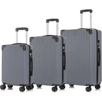 YONSLY Kofferset Trolleyset Hartschale 3-teilig, Reisekoffer Set mit 360° ABS Trolley, 4 Rollen, (3 tlg., Sicherheitsschloss & Weichem Gummigriff, 210D-Futter Handgepäck M L XL), 3er Set – Stabiles Leichtgewicht für Business und Reise