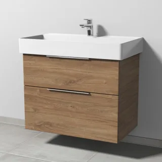 Sanipa 3way Waschtischunterbau zu Duravit Dura Square Waschtisch mit 2 Auszügen, Eiche-Kansas UM42859