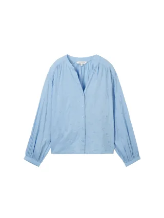 Tom Tailor - Bestickte Bluse blue tonal embroidery - Gr. - 38