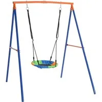 LALAHO Schaukelgestell nmit Nestschaukel,Kinderschaukel,A-Rahme,Schaukelgerüst, Robustes Schaukelgestell mit Nestschaukel Für Garten & Spielplatz
