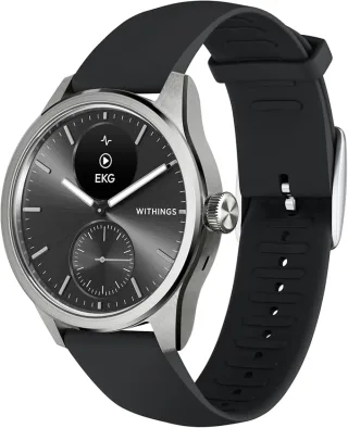 Withings ScanWatch 2 Ziffernblatt schwarz [inkl. Kunststoff-Armband schwarz] 42mm Edelstahlgehäuse silber