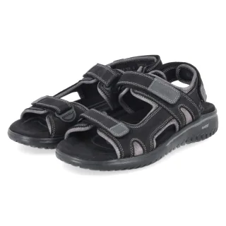 Rieker Sandalen - Gr. 41 - Schwarz - Leder & Textil