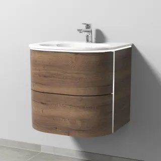 Sanipa 4balance Glas-Set mit 2 Auszügen und LED-Beleuchtung, Eiche-Tabak, DL21150 DL21150