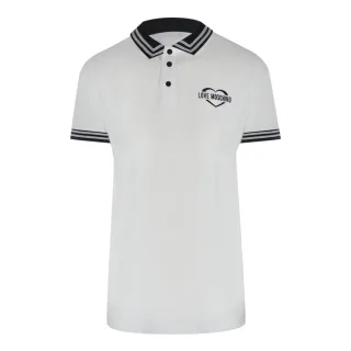 Love Moschino Poloshirt Mit Zweifarbigem Kragen Und Love-logo, Weiß