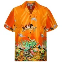 KY's Hawaiihemd "Turtle NEW" Herren Kurzarm Baumwolle Kokosknöpfe Original Hawaii
