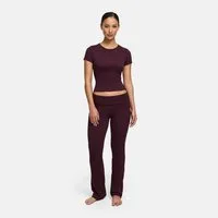 cfab (creamy fabrics) Loungehose Cotton Flared Bootcut Leggings-Burgundy Dark-3XL (1-tlg)