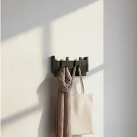 HOME DELUXE Garderobenleiste PORTE - 32cm/56 cm/ 80cm - wählbar, 4 Haken, bewegliche Haken, Garderobe aus Holz