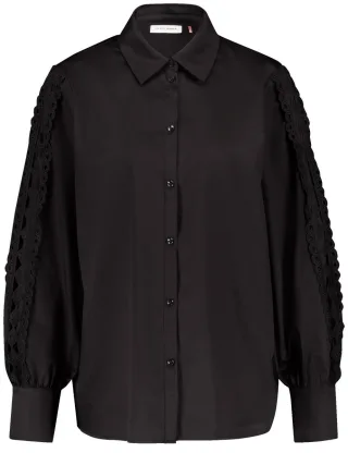 GERRY WEBER Collection - Bluse mit Strickerei schwarz - Gr. - 38