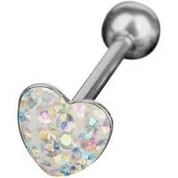 Taffstyle Piercing-Set Zungenpiercing Oral Ohr Kugel Epoxy Kristall Herz, Piercingfaktor Barbell Stab Hantel Stecker Intim Brust Tragus Helix