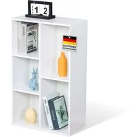 Floordirekt Bücherregal Arkansas, weißes Standregal mit Kippschutz & Rückwand, offene Front, 5 Fächer 1-tlg., 50x24x80cm, schneller Aufbau, schlichtes Design aus Holzwerkstoff