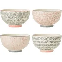 Bloomingville Schale Bloomingville Cčcile Bowl Ř 13,5 cm Rose Steingut 4er Set, Steingut, (Set)