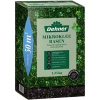 Dehner Rasensamen Mikroklee-Rasen Saatgut, pflegeleicht, selbstdüngend, versch. Größen, 1,25 kg, Für Spiel- & Entspannungsflächen, dichte Optik, schnell keimend