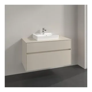 Villeroy und Boch Collaro Waschtischunterschrank C016B0VN 100x54,8x50cm, Waschtisch mittig, LED-Beleuchtung 7,3 W, cashmere grey