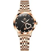 OLEVS Quarzuhr OLEVS Damenarmbanduhr Schwarz Roségold Herz-Zifferblatt