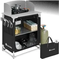 tectake Campingtisch Campingküche Premium mit Aluminiumgestell und 2 Fächern (1-St., 1 tlg), Sehr kompakt zerlegbare Aufbauküche mit Aluminiumgestell
