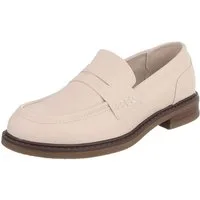 Ital-Design Damen Loafer Pennyloafer mit Blockabsatz Slipper (91742633) Blockabsatz Mokassins in Beige
