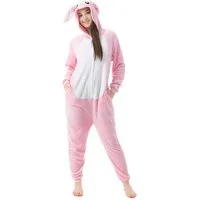 Katara Partyanzug Waldtiere Jumpsuit Kostüm Overall Erwachsene S-XL, Karneval - Kostüm, Kigurumi - Hase rosa XL (175-185cm)