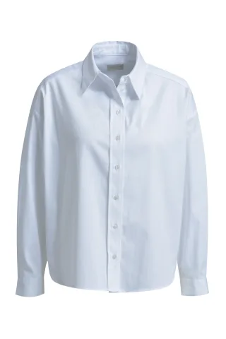 Milano Italy - oversized blouse w/ collar half placket 1/1 sleeve white - Gr. - 42