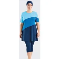 C&CITY Badeanzug Übergröße Kurzarm Leggings Halbbedeckter Bescheidener Badeanzug