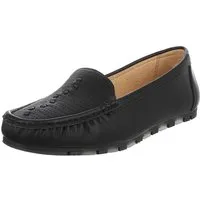 Ital-Design Damen Slipper mit erhöhtem Tragekomfort und Luftdurchlässigkeit Slipper (91512561) Flach Mokassins in Schwarz