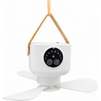 HAC24 Deckenventilator Portabler Akku Ventilator Outdoor Camping, zum Hängen mit Licht & Fernbedienung