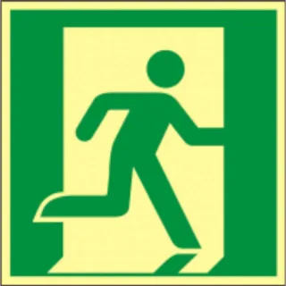 Rettungswegschild mit Laufrichtung nach rechts