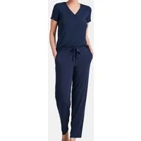 Schiesser Pyjama Modal (Set, 2 tlg) Schlafanzug - Lounge T-Shirt und lange Hose im Set