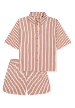 SCHIESSER - Schlafanzug kurz terracotta - Gr. - 42