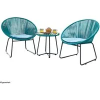 HTI-Line Sitzgruppe Terrassenmöbel Almeria, (Set, 3-tlg., 2x Sessel, 1x Tisch, inkl. Sitzkissen), Gartenmöbel Loungegarnitur