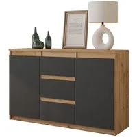 Furnica Kommode MIKEL, 3 Schubladen und 2 Türen - Votan Eiche H75cm B120cm T35cm (1 St)