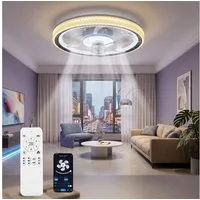 oyajia Deckenventilator 75W Leise Deckenventilator, RGB Farbwechsel LED Deckenleuchte 50cm, APP Dimmbar LED Deckenventilator Leuchte für Schlafzimmer Küche Hotel
