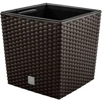 Prosperplast Pflanzkübel DRTS400L, Blumentopf mit Einsatz Rato Low Anthrazit/Weiß/Umbra