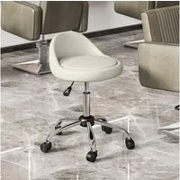 HOMCOM Rollsitz höhenverstellbarer 63-83 cm, mit Rädern (Rollhocker, 1 St., Arbeitshocker), Ø35 x 83H cm, Kunstleder, Weiß
