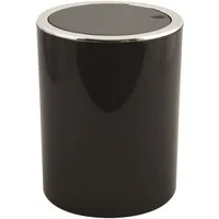 MSV Kosmetikeimer KAMAKA, eleganter Abfalleimer mit Schwingdeckel, für Küche, Bad, Büro, in angesagten Trendfarben, 6 L, schwarz